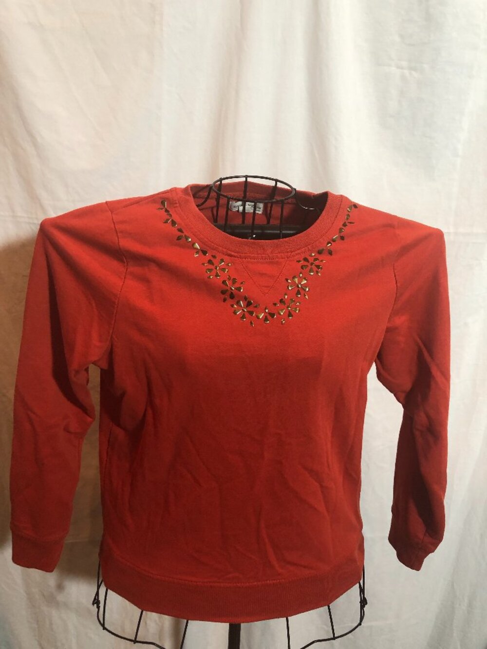Studio Works PETITE MEDIUM Orange Long Sleeve Sweatshirt 19" Pit to Pit